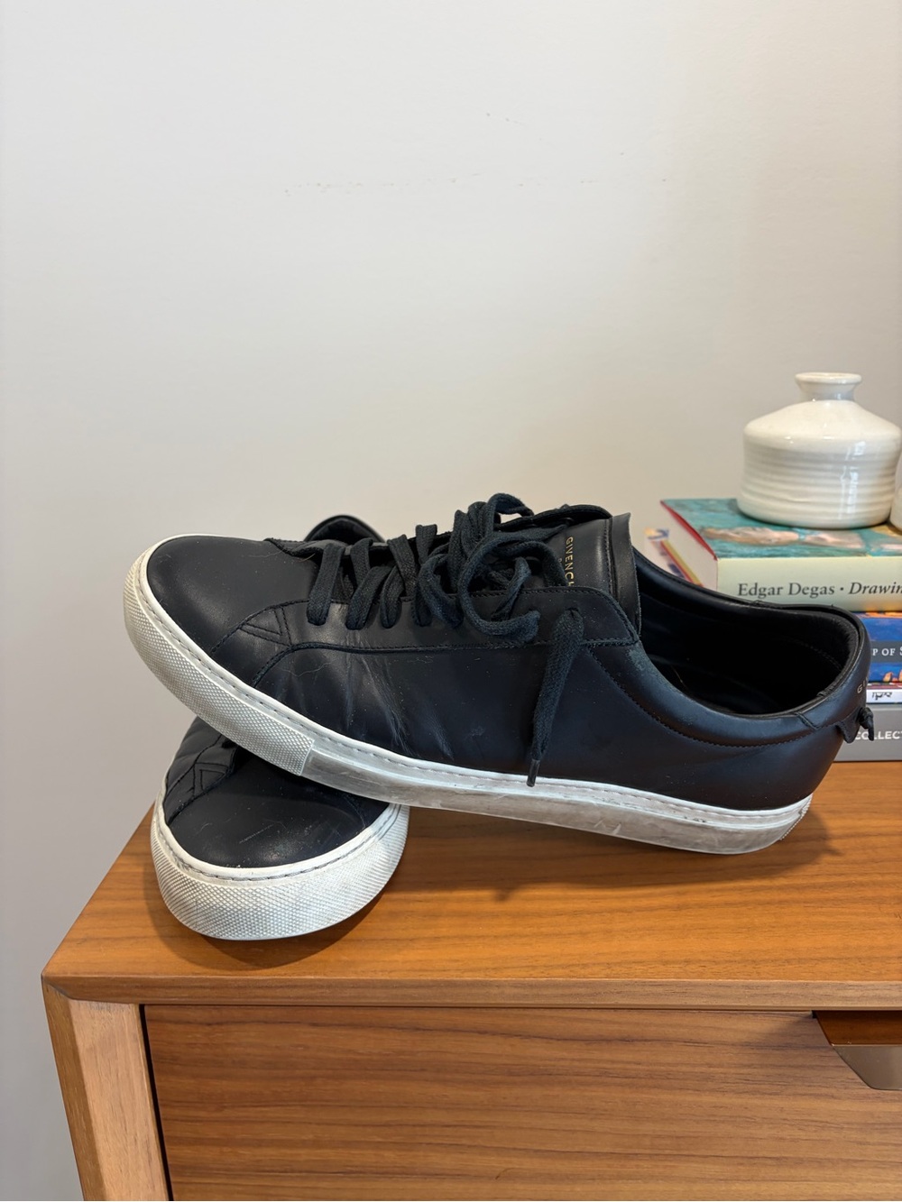 Givenchy Black Leather Low-Top Sneakers with White Sole